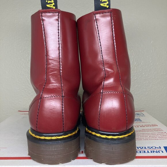 90's Vintage Square Toe Dr. Martens US 9 boots England 1460 cherry red oxblood - Picture 13 of 15
